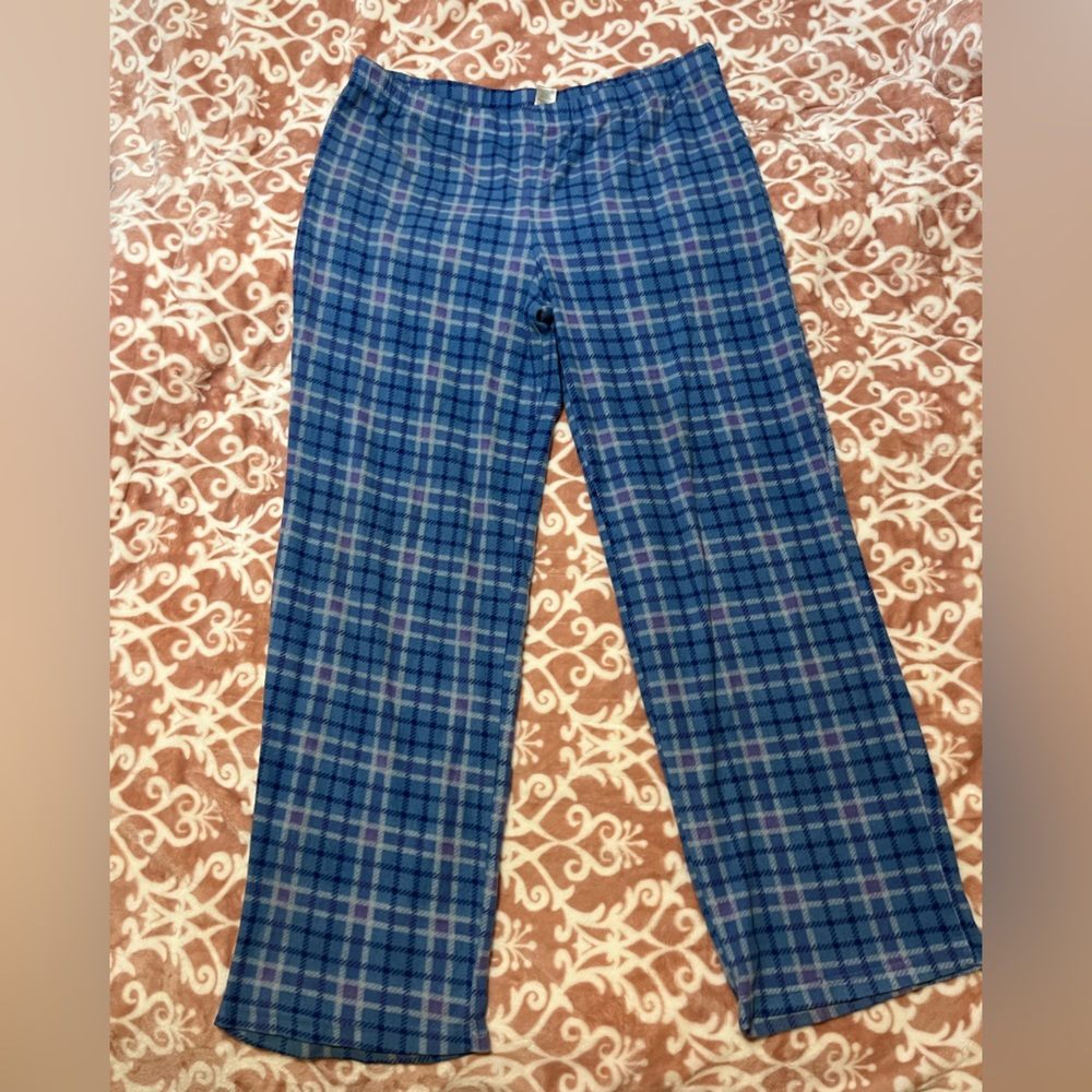 Blue plaid pajama pants